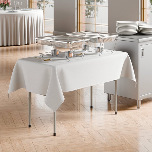 Lancaster Table & Seating 24" x 48" Heavy-Duty Granite White Plastic Folding Table with Gray Legs