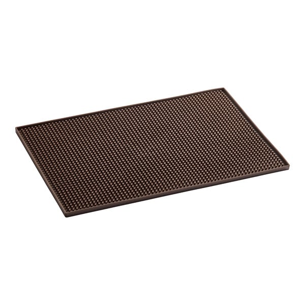 A rectangular brown bar mat with a textured surface.