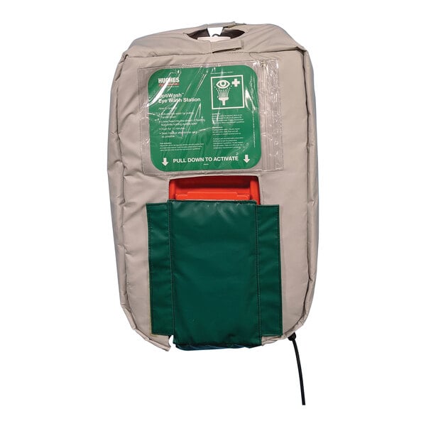 A green and orange heated jacket with a green and orange bag.