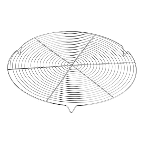 A Matfer Bourgeat stainless steel wire cooling rack with a circular design.