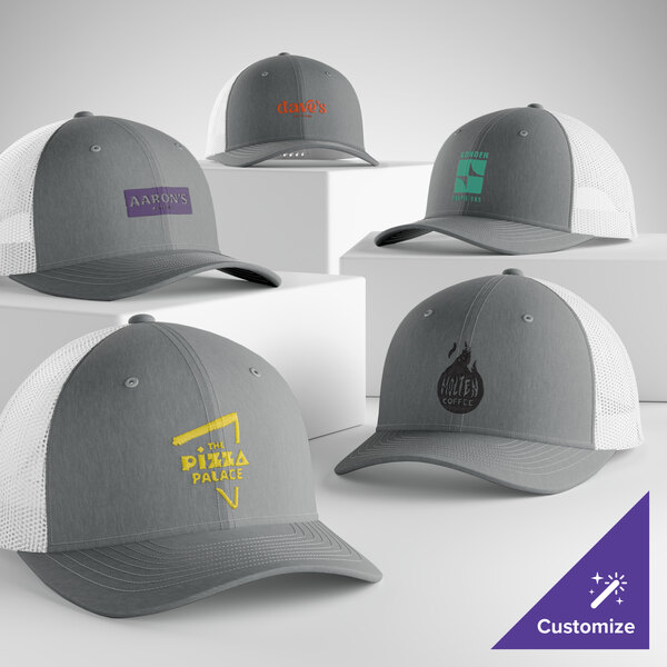 Port Authority LC401 Heather Gray / White Customizable 6-Panel Ponytail Trucker Cap