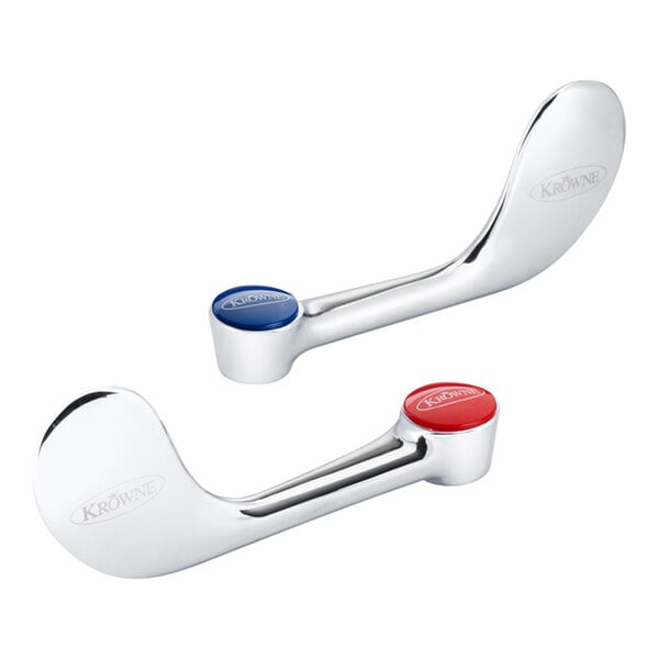 A Krowne Royal Series metal wristblade handle kit with chrome and red accents.
