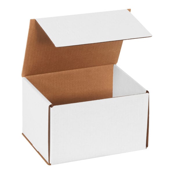 Lavex 8" x 6" x 5" White Tuck Top Corrugated Mailer - 50/Case