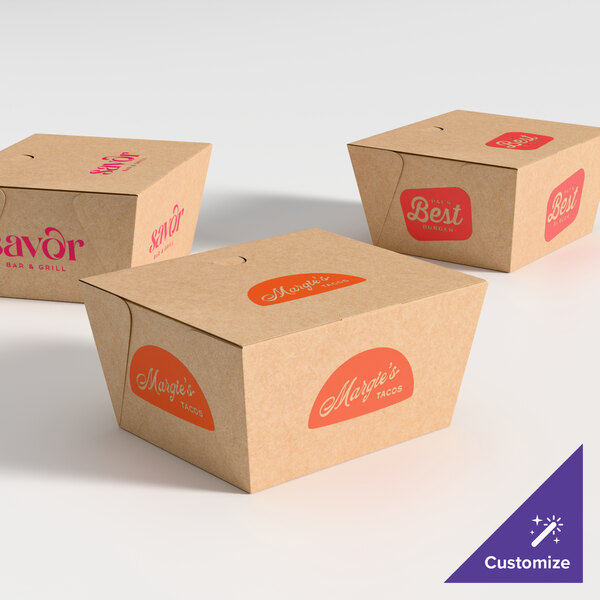 A group of Southern Champion Kraft take-out boxes with red labels.