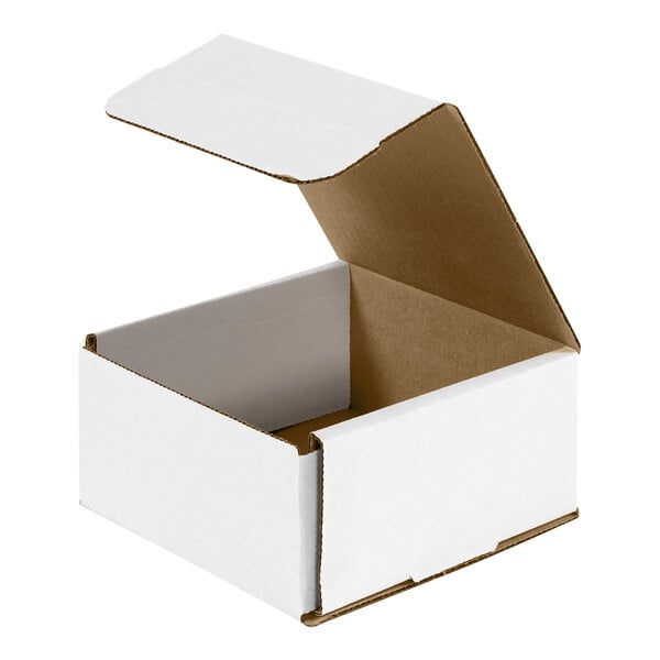 Lavex 6" x 6" x 3" White Tuck Top Corrugated Mailer - 50/Case