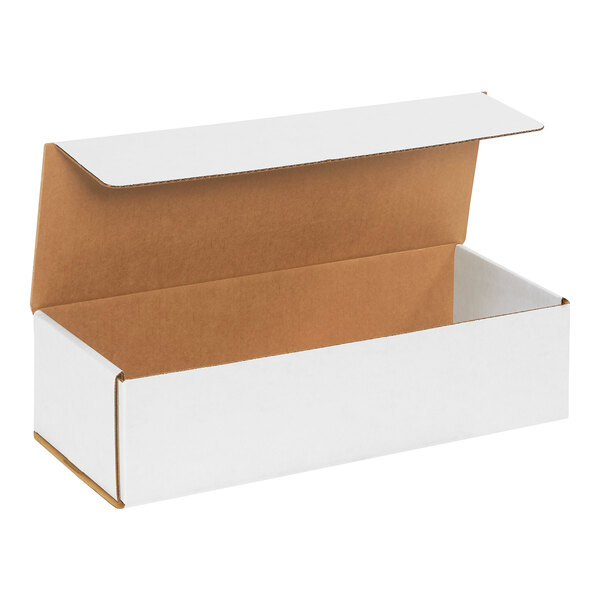 A white cardboard mailer box with a tuck top lid.
