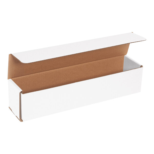 A white cardboard box with a white lid.