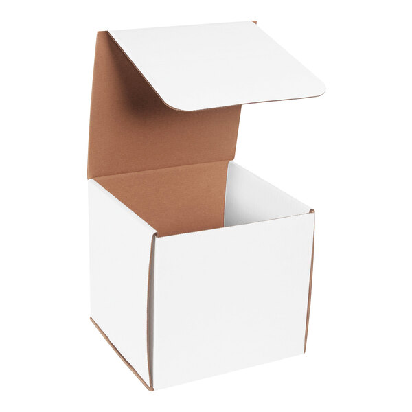 Lavex 8" x 8" x 8" White Tuck Top Corrugated Mailer - 50/Case