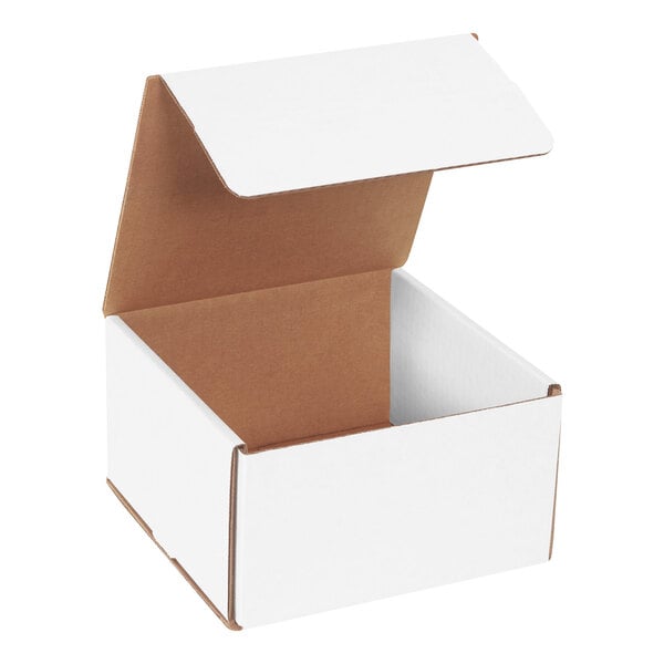 Lavex 7" x 7" x 4" White Tuck Top Corrugated Mailer - 50/Case