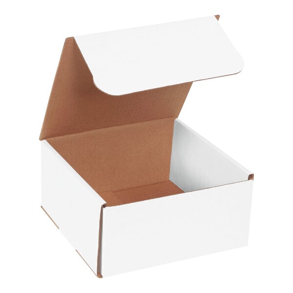 Lavex 8" x 8" x 4" White Tuck Top Corrugated Mailer - 50/Case