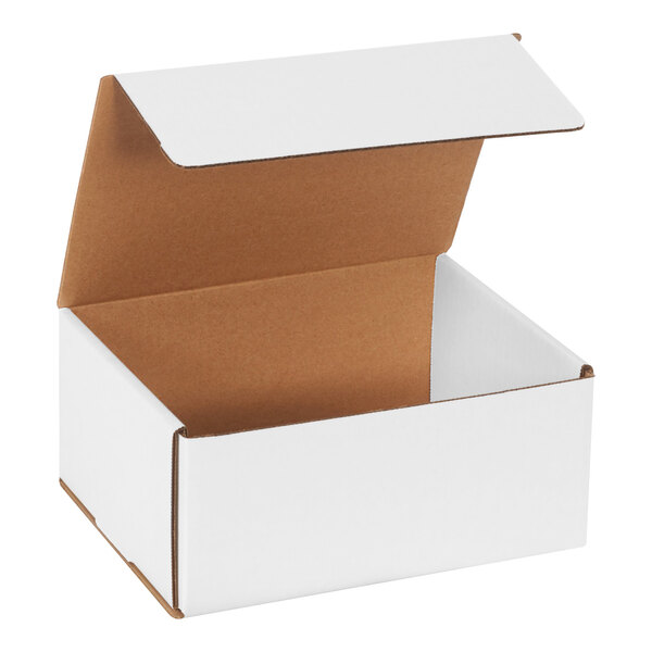 A white Lavex corrugated mailer box with a brown tuck top lid.