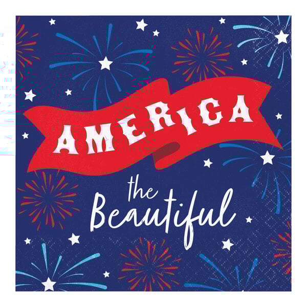 Creative Converting Patriotic Party 12 7/8" x 12 7/8" Square 2-Ply 1/4 Fold Paper Luncheon Napkin - 192/Case