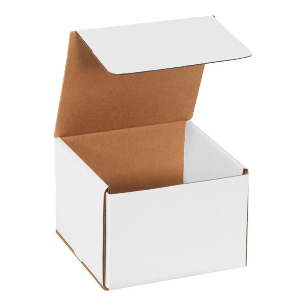 Lavex 7" x 7" x 5" White Tuck Top Corrugated Mailer - 50/Case