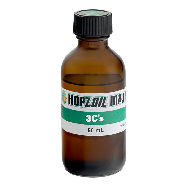 A brown Hopzoil bottle with a white label containing 3C's Blend liquid.
