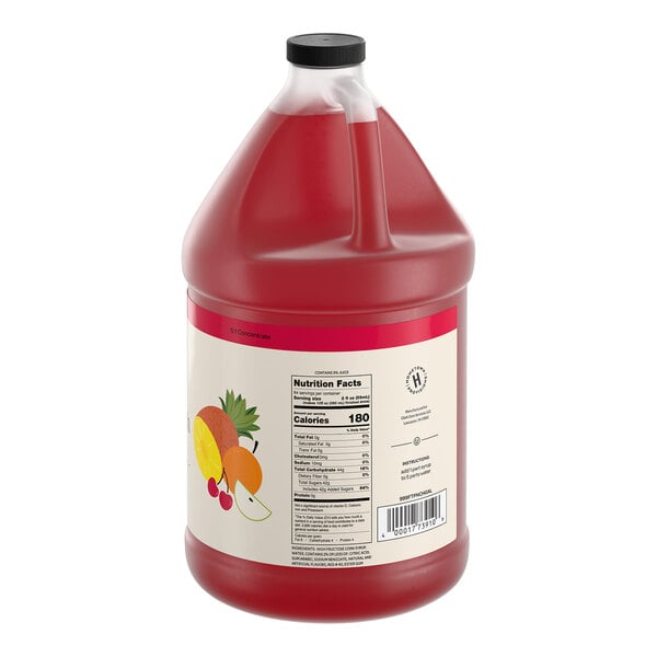 A one-gallon jug of Hometown Provisions Fruit Punch Beverage 5:1 concentrate.