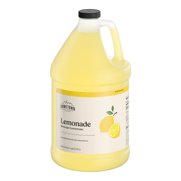 A one-gallon jug of Hometown Provisions Lemonade Beverage Concentrate.