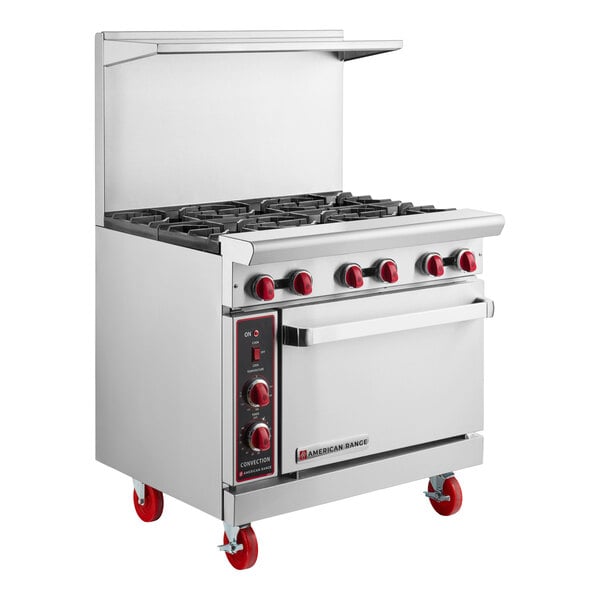 American Range AR-6-C 36" Liquid Propane 6-Burner Range with Convection Oven - 222,000 BTU