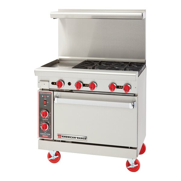 American Range AR-12G-4B 36" Liquid Propane 4-Burner Range with 12" Griddle and Standard Oven - 183,000 BTU