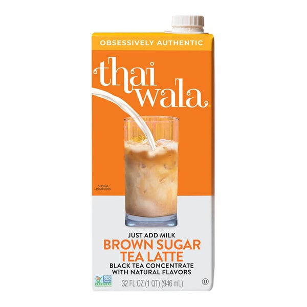 A carton of Thaiwala Brown Sugar Tea Latte concentrate.