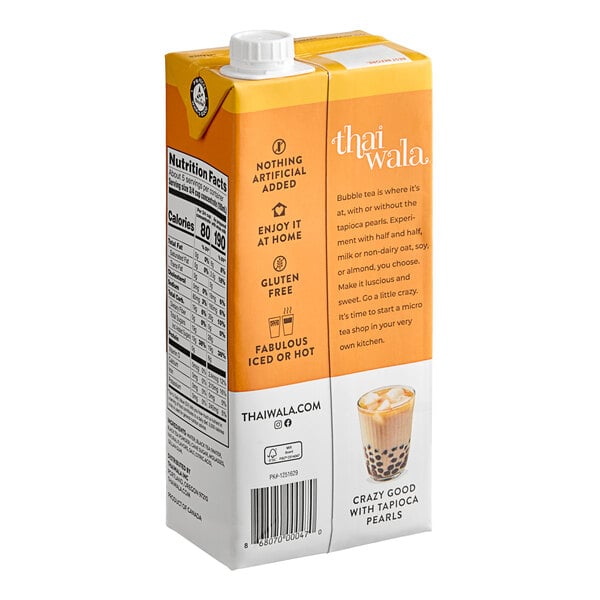 A carton of Thaiwala Brown Sugar Tea Latte concentrate on a white background.