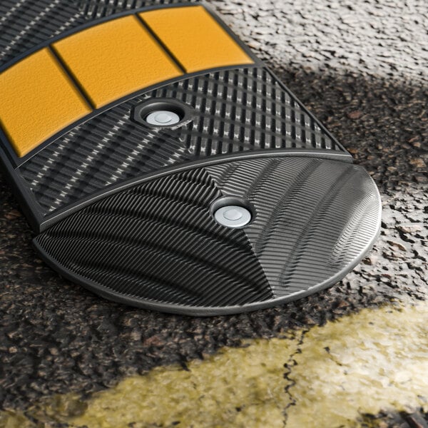 Lavex Black Heavy-Duty Rubber Speed Bump End Cap - 2/Case