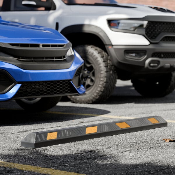 Lavex 6' Black and Yellow Heavy-Duty Parking Stop with Reflective Stripes