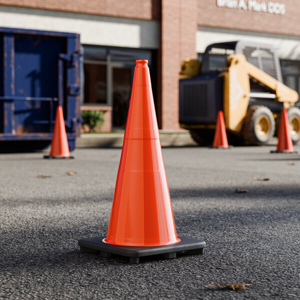 Lavex 28" Orange Heavy-Duty PVC Traffic Cone with 7 lb. Base