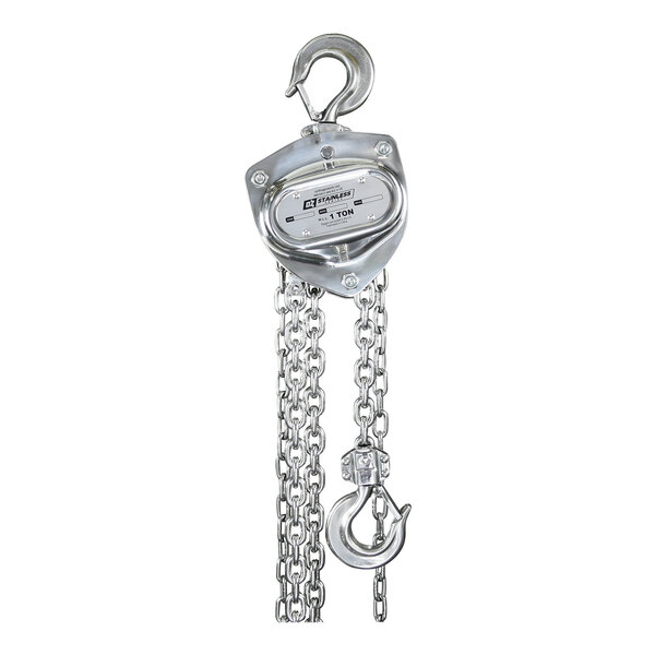OZ Lifting Products 1 Ton Stainless Steel Manual Chain Hoist with 15' Lift OZSS010-15CH