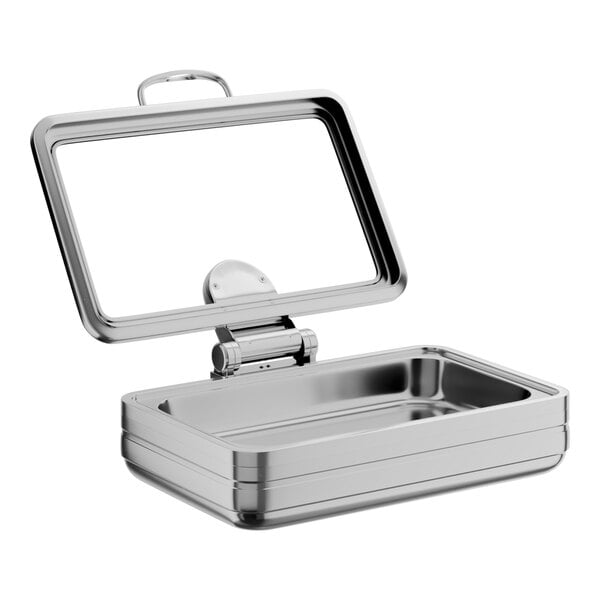 Acopa Manchester 8 Qt. Full Size Stainless Steel Induction Chafer with Glass Top and Soft Close Lid