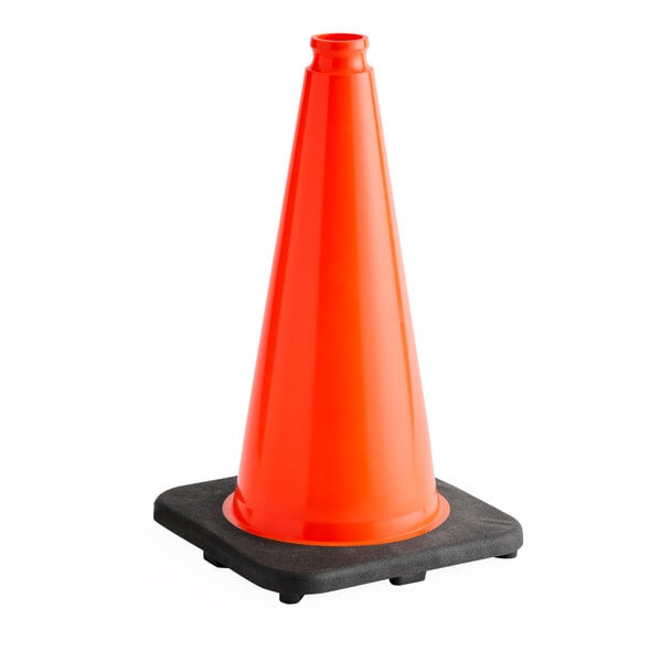 An 18-inch orange PVC traffic cone with a black 3 lb. base.