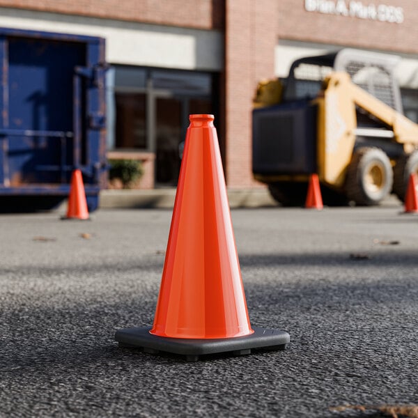 Lavex 18" Orange Heavy-Duty PVC Traffic Cone with 3 lb. Base