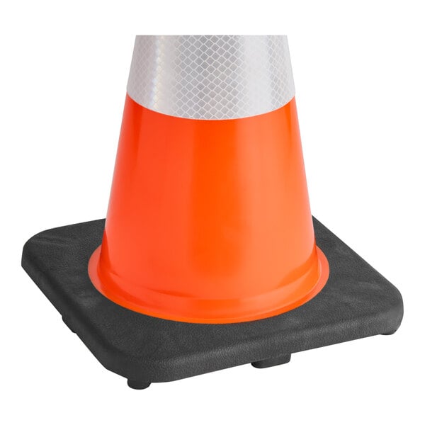 An 18-inch orange PVC traffic cone with a 3 lb. base and a single high-intensity prismatic reflective collar.