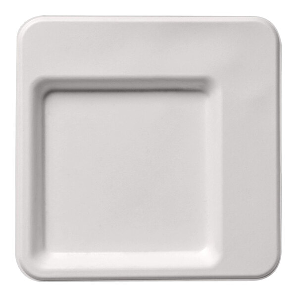 A white square Jungle Diamond compostable sugarcane pulp plate.