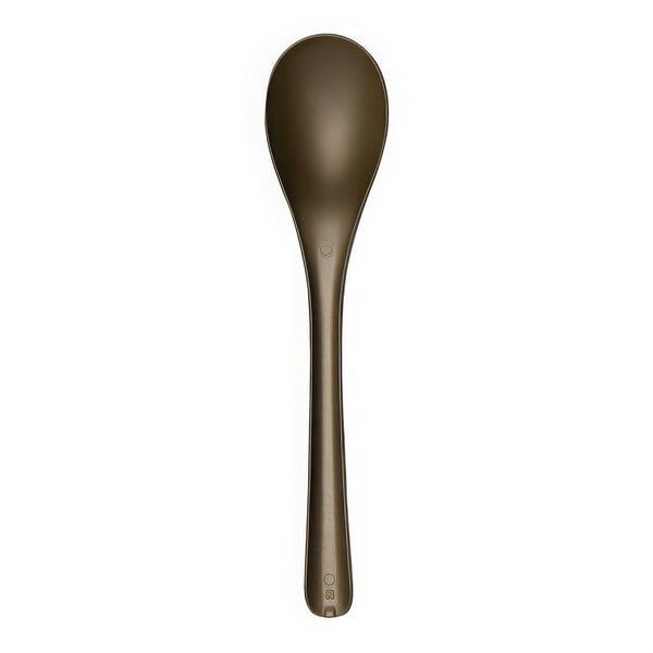 A dark green Jungle Bloom compostable plastic spoon.