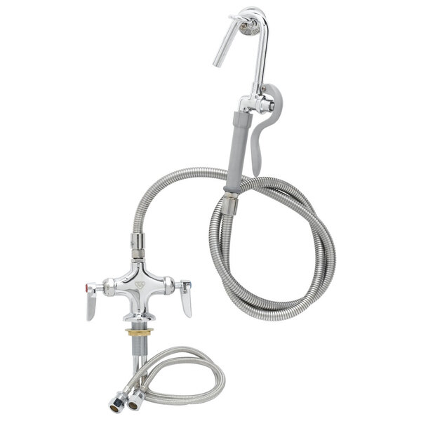 T&S B-0300-PF Deck Mounted Hose Pot Filler with Flex Inlets, 60" Hose ...