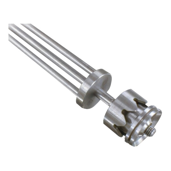 A close-up of a stainless steel Belshaw Krinkle / Mochi plunger with a metal handle.