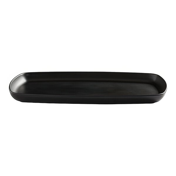An American Metalcraft black rectangular melamine platter with a white border.