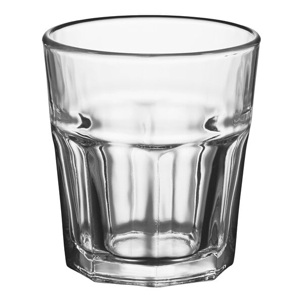 An Acopa Memphis double old fashioned glass on a white background.