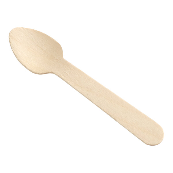 A disposable wooden taster spoon.