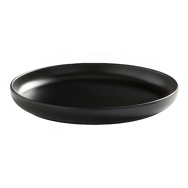 An American Metalcraft black melamine coupe plate on a white background.
