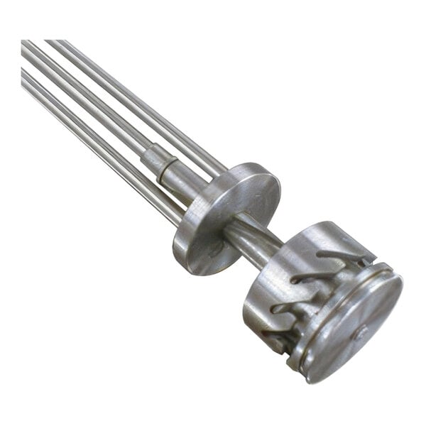 A Belshaw French Cruller plunger with a metal handle and stainless steel cylinder.