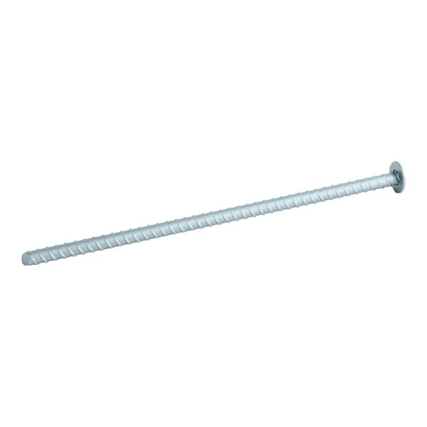 A galvanized steel anchor spike designed for securing parking stops.
