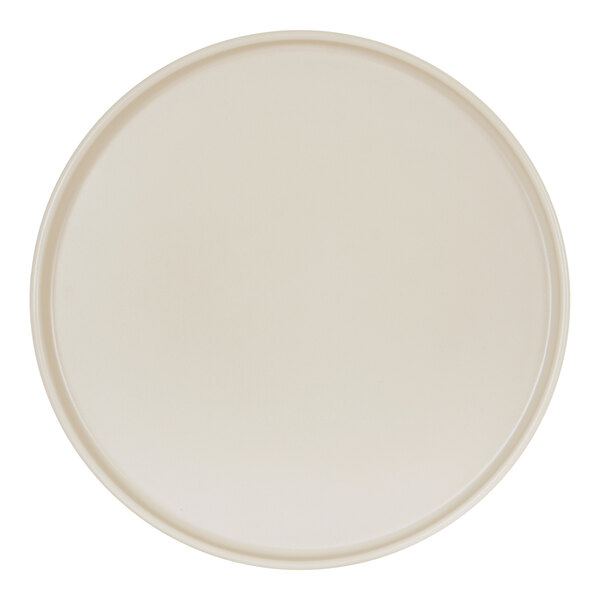 A round, ivory-colored melamine plate with a low rim.