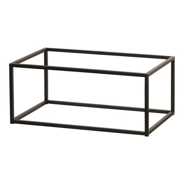 A black metal rectangular display riser with a black metal frame.