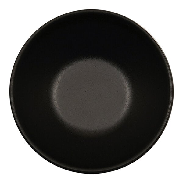 A black Cal-Mil melamine soup bowl on a white background.