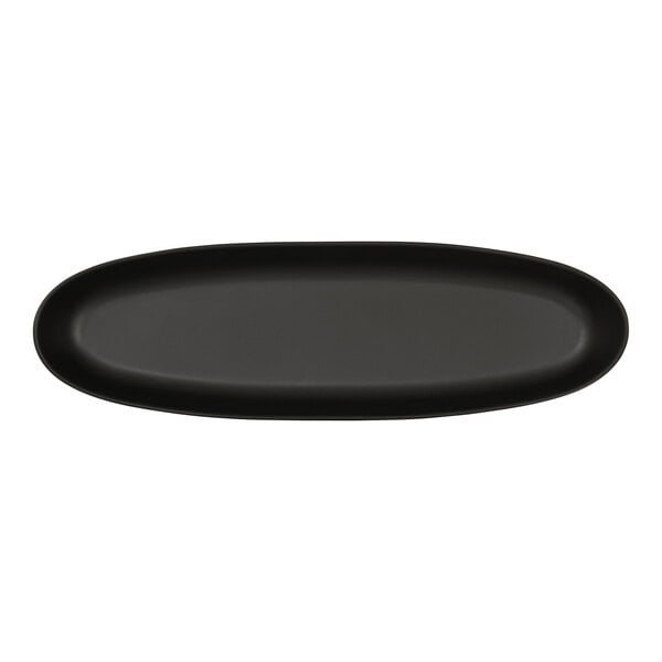 A black oval melamine platter.