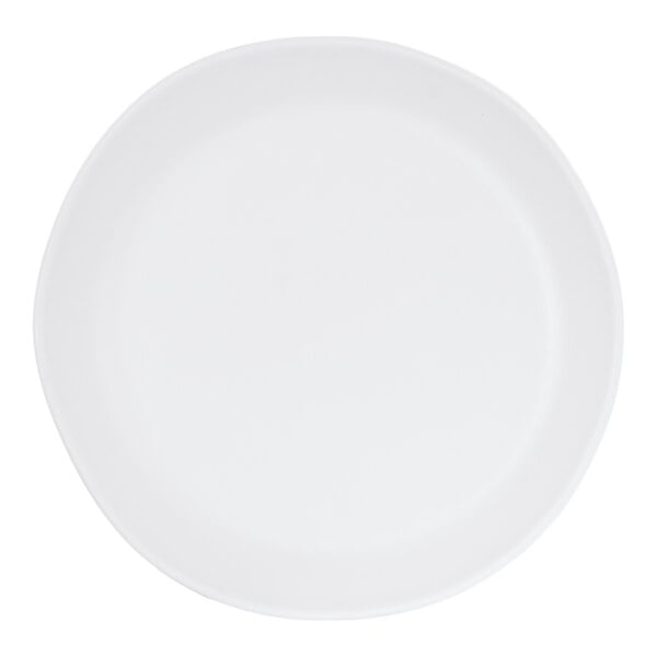 A plain white round melamine plate.