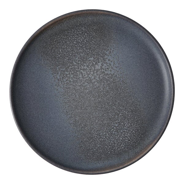 A Cloud Terre by Fortessa volcanic gray stoneware salad plate with speckles.