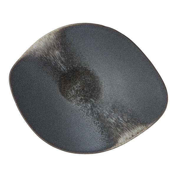 A Cloud Terre by Fortessa volcanic gray stoneware bowl with a black and white circle.