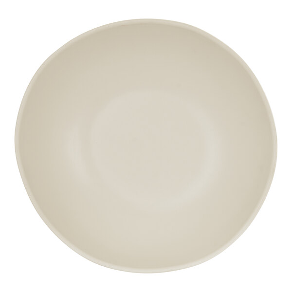 An ivory-colored melamine pasta bowl.
